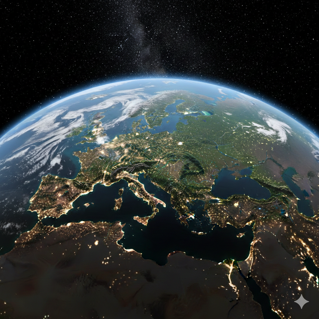 Map-inspired visual for Europe guide