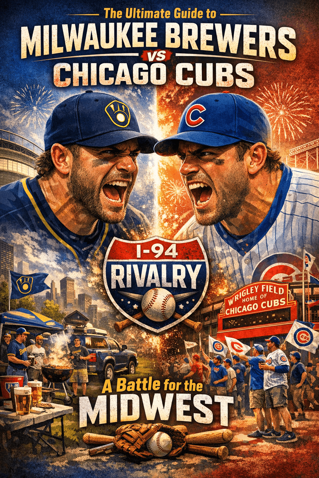 Milwaukee Brewers vs Chicago Cubs I-94 Rivalry feature visual in a vertical news-style layout