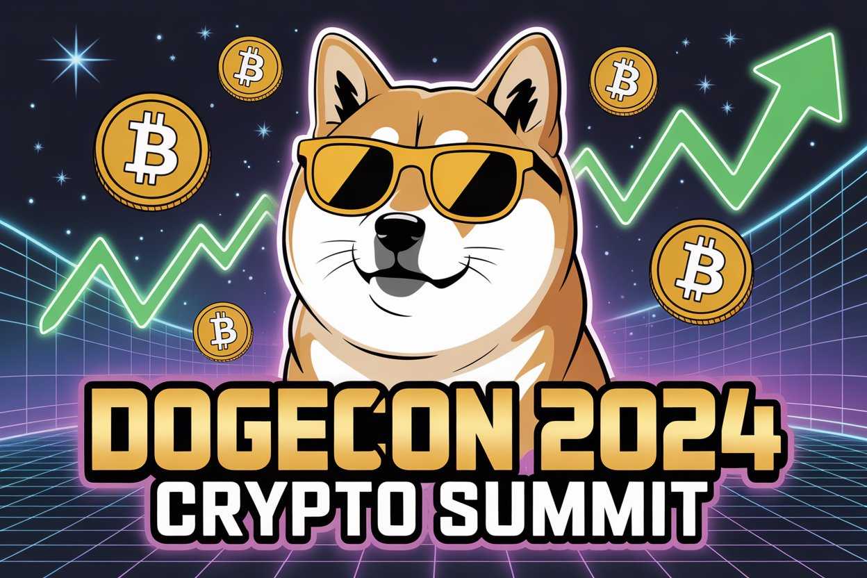 Vibrant cryptocurrency conference poster style image (variant)