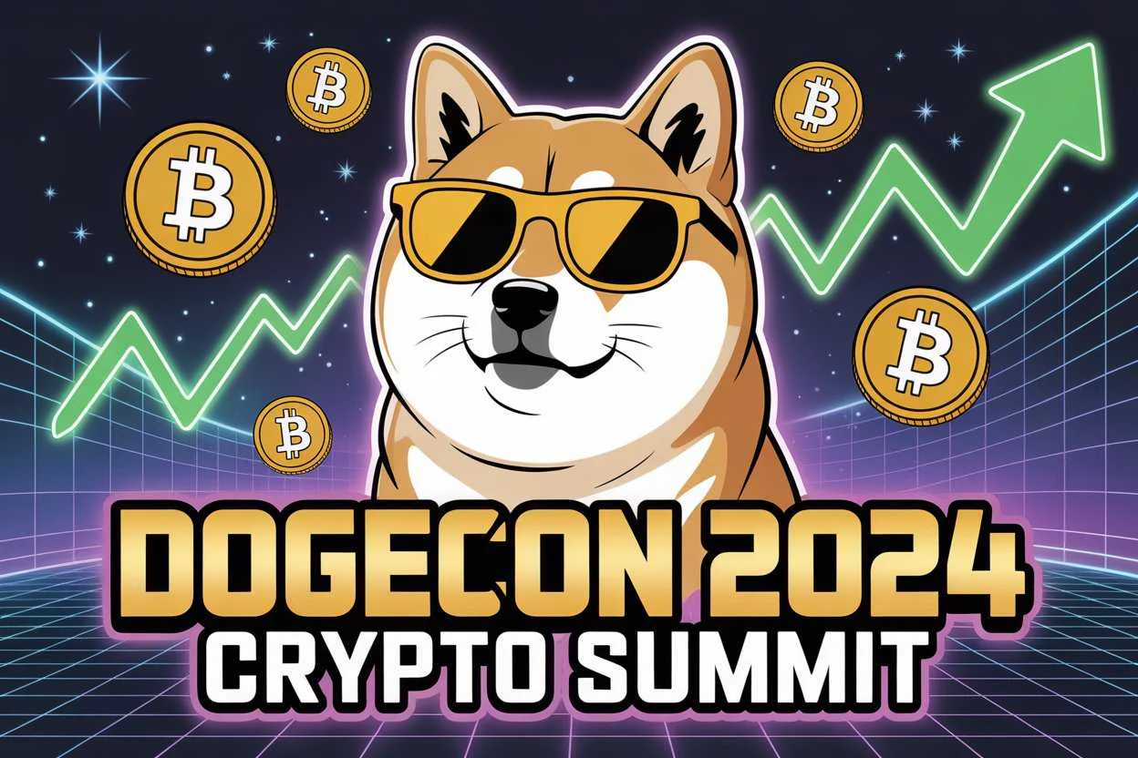 Vibrant cryptocurrency conference poster style image (variant)