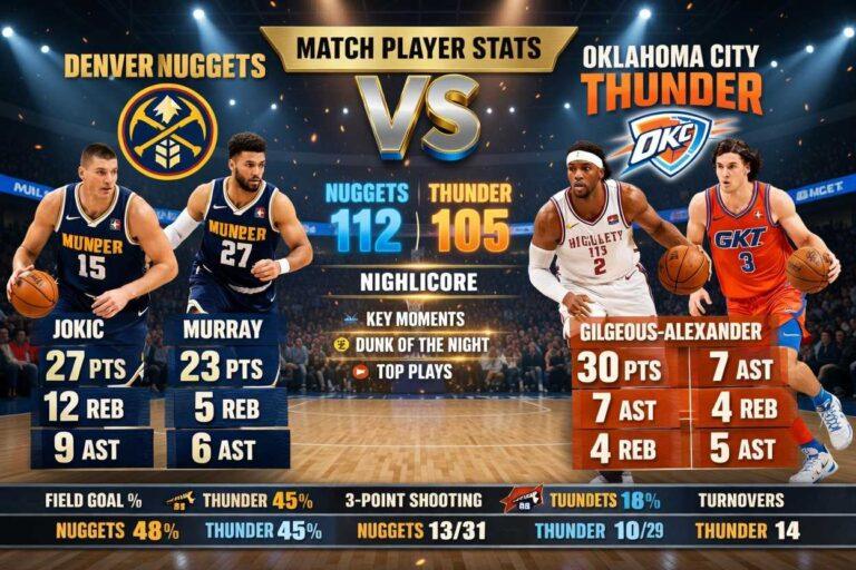 Denver Nuggets vs Oklahoma City Thunder Match Player Stats