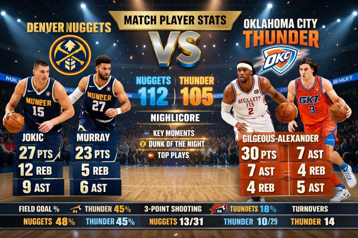 Denver Nuggets vs Oklahoma City Thunder Match Player Stats
