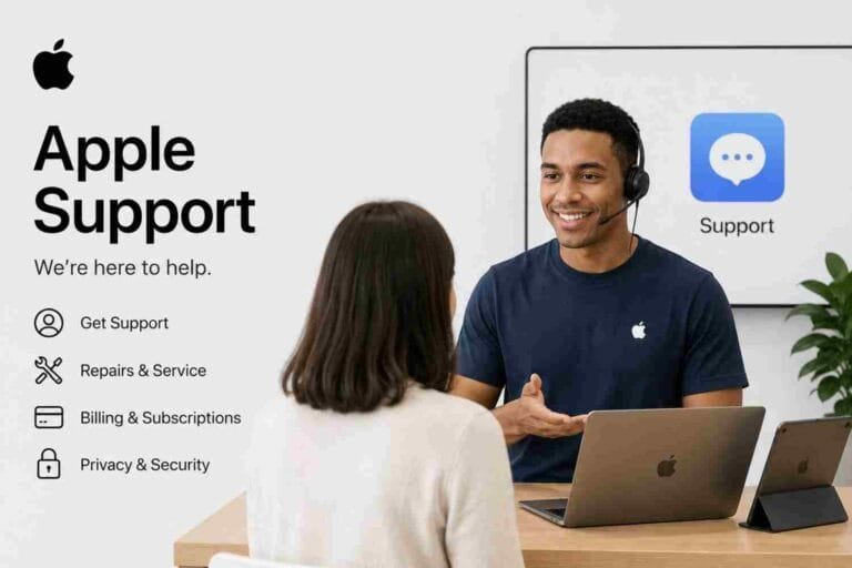 Apple Support specialist helping a customer with technical support and repairs